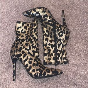 Leopard print ankle sock boots